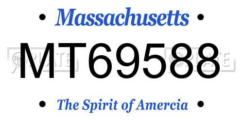 MT69588 Massachusetts License Plate