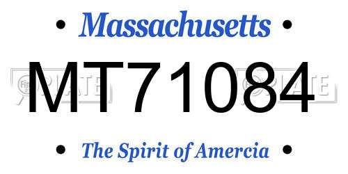 MT71084 Massachusetts License Plate