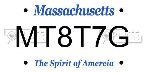 MT8T7G Massachusetts License Plate