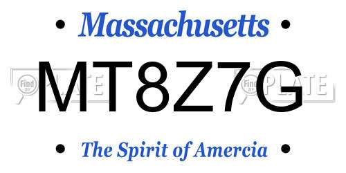 MT8Z7G Massachusetts License Plate
