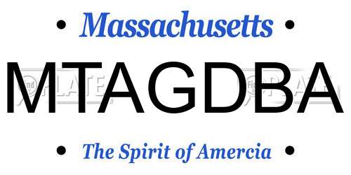 MTAGDBA Massachusetts License Plate