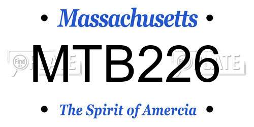 MTB226 Massachusetts License Plate