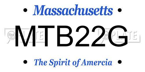 MTB22G Massachusetts License Plate