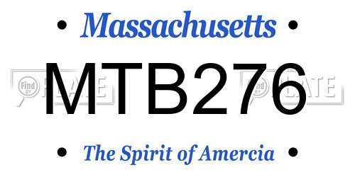 MTB276 Massachusetts License Plate