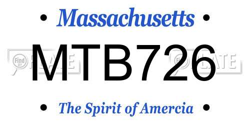 MTB726 Massachusetts License Plate