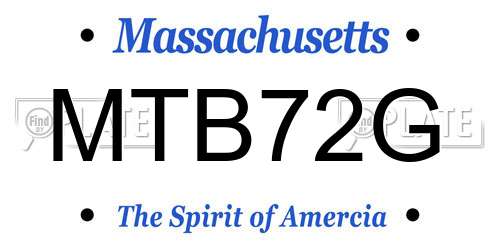 MTB72G Massachusetts License Plate