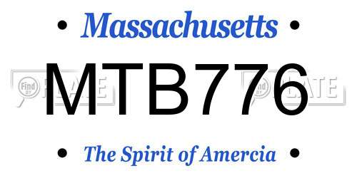 MTB776 Massachusetts License Plate