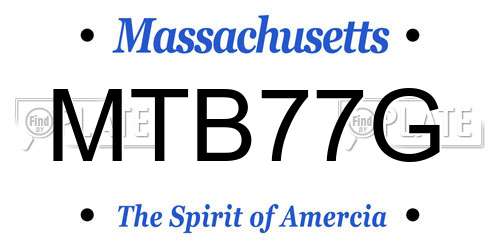 MTB77G Massachusetts License Plate