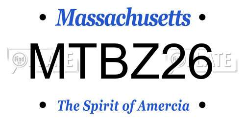 MTBZ26 Massachusetts License Plate
