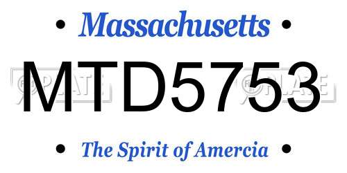 MTD5753 Massachusetts License Plate
