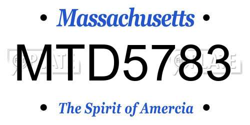MTD5783 Massachusetts License Plate