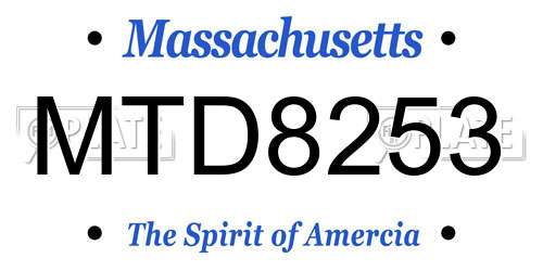 MTD8253 Massachusetts License Plate
