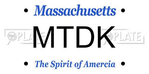 MTDK Massachusetts License Plate