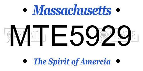 MTE5929 Massachusetts License Plate