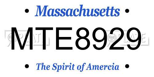 MTE8929 Massachusetts License Plate