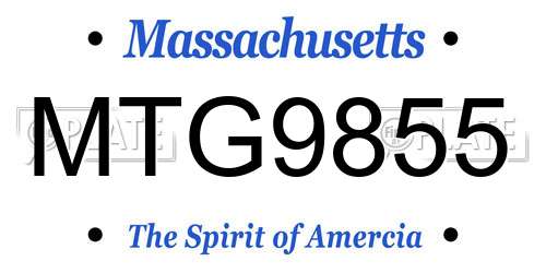 MTG9855 Massachusetts License Plate