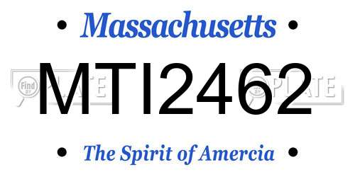 MTI2462 Massachusetts License Plate