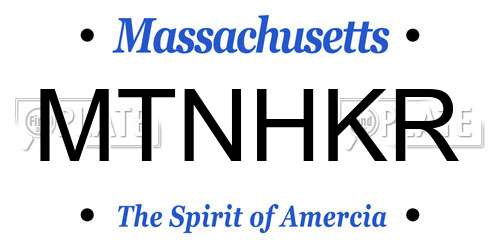MTNHKR Massachusetts License Plate
