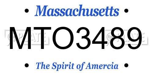 MTO3489 Massachusetts License Plate