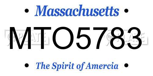 MTO5783 Massachusetts License Plate