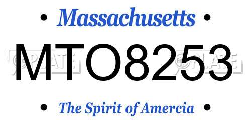 MTO8253 Massachusetts License Plate