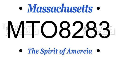 MTO8283 Massachusetts License Plate