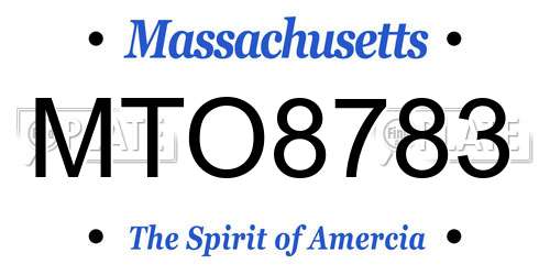 MTO8783 Massachusetts License Plate