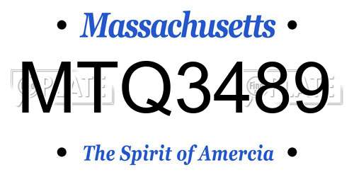 MTQ3489 Massachusetts License Plate