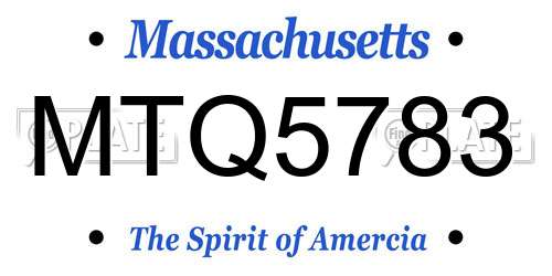 MTQ5783 Massachusetts License Plate