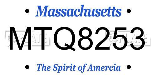 MTQ8253 Massachusetts License Plate