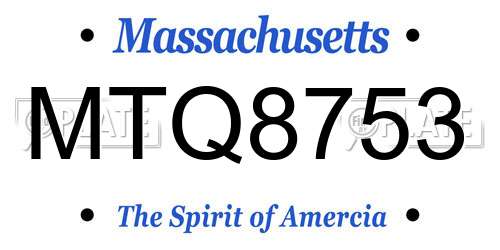 MTQ8753 Massachusetts License Plate