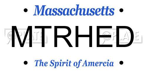 MTRHED Massachusetts License Plate