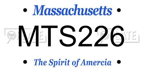 MTS226 Massachusetts License Plate