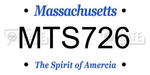 MTS726 Massachusetts License Plate