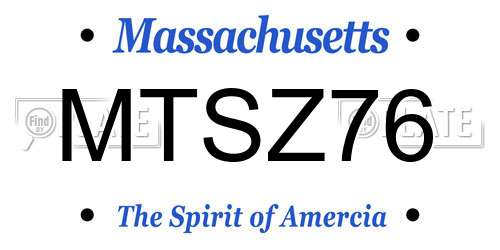 MTSZ76 Massachusetts License Plate