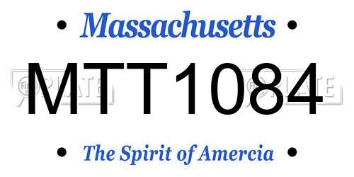 MTT1084 Massachusetts License Plate