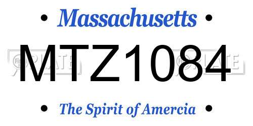 MTZ1084 Massachusetts License Plate