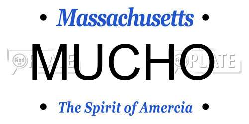 MUCHO Massachusetts License Plate