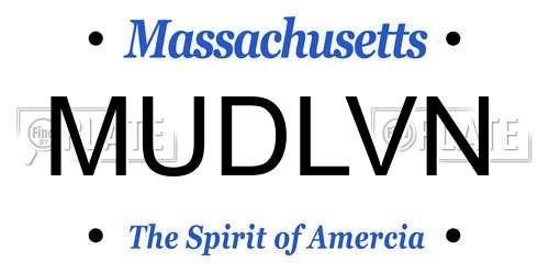 MUDLVN Massachusetts License Plate