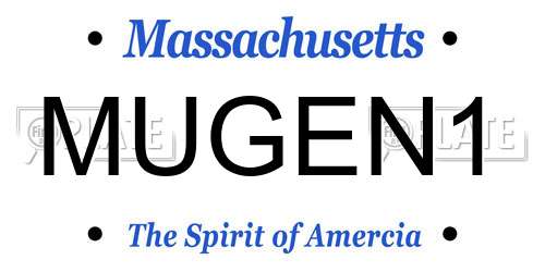 MUGEN1 Massachusetts License Plate
