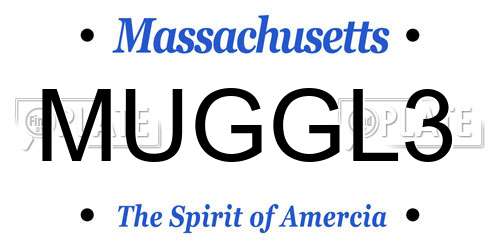MUGGL3 Massachusetts License Plate