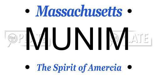 MUNIM Massachusetts License Plate