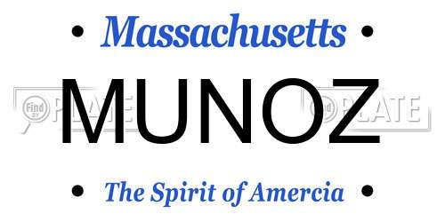 MUNOZ Massachusetts License Plate