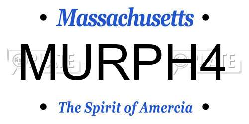 MURPH4 Massachusetts License Plate