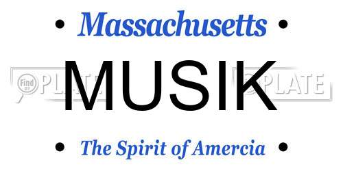 MUSIK Massachusetts License Plate
