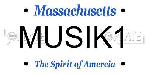MUSIK1 Massachusetts License Plate