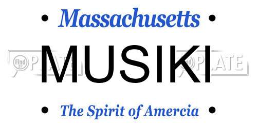MUSIKI Massachusetts License Plate