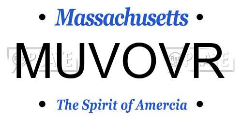 MUVOVR Massachusetts License Plate