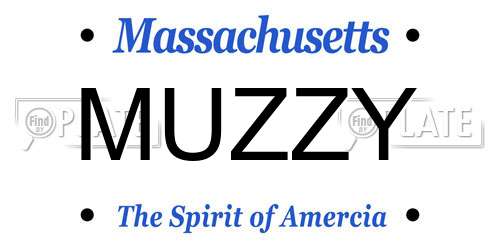 MUZZY Massachusetts License Plate