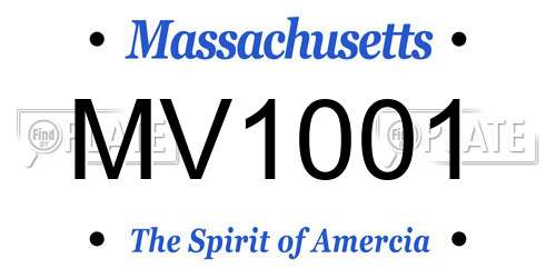 MV1001 Massachusetts License Plate